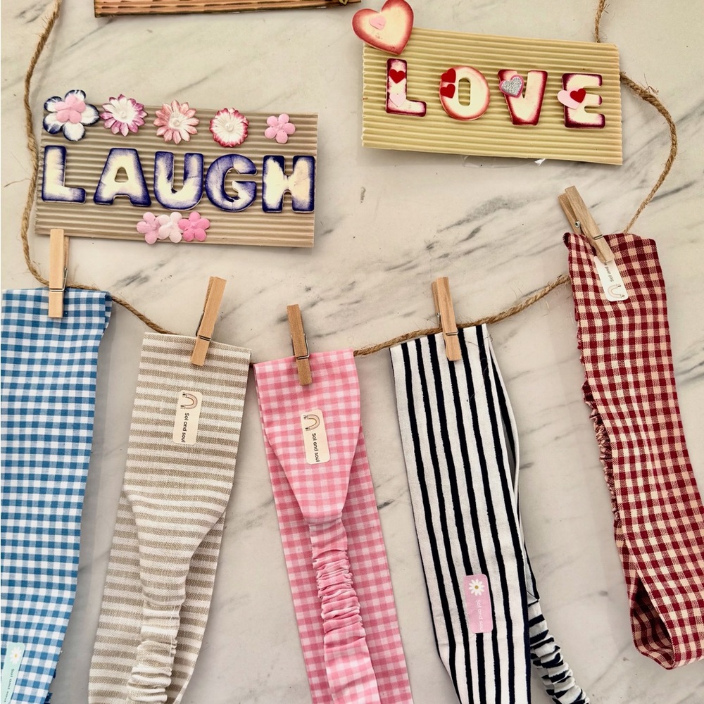 Set of Gingham and Striped Hairbands
